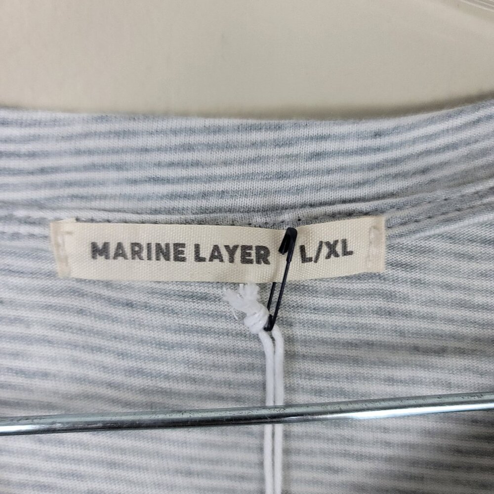 Marine Layer Peralta MicroModal Stripe Henley Gray Long Sleeve L - Picture 9 of 11